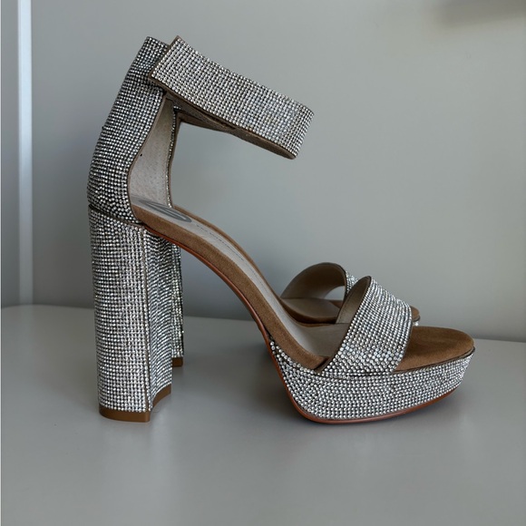 Silver Rhinestone Platform Heels - Picture 2 of 11